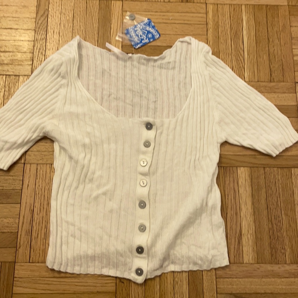 Free people ivory top/cardigan with buttons